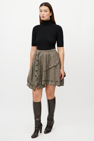Louis Vuitton Vintage Brown Ruffle Tiered Skirt