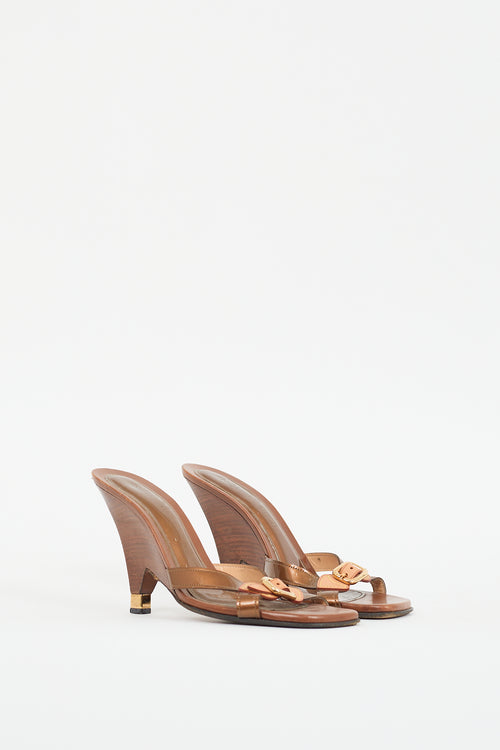 Louis Vuitton Bronze Patent Leather Sandal Mule