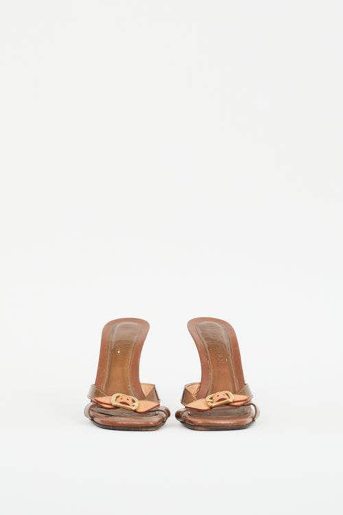 Louis Vuitton Bronze Patent Leather Sandal Mule