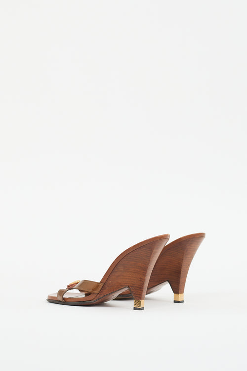 Louis Vuitton Bronze Patent Leather Sandal Mule