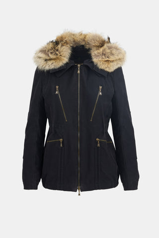 Louis Vuitton Canvas & Fur Hood Jacket