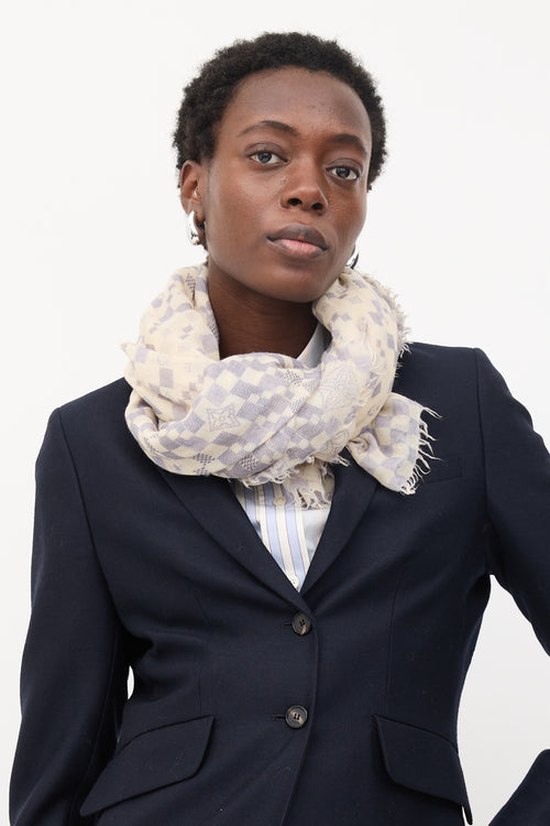 Louis Vuitton Cashmere Damier Azur Scarf