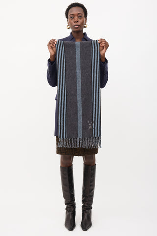 Louis Vuitton Cashmere Striped Monogram Scarf