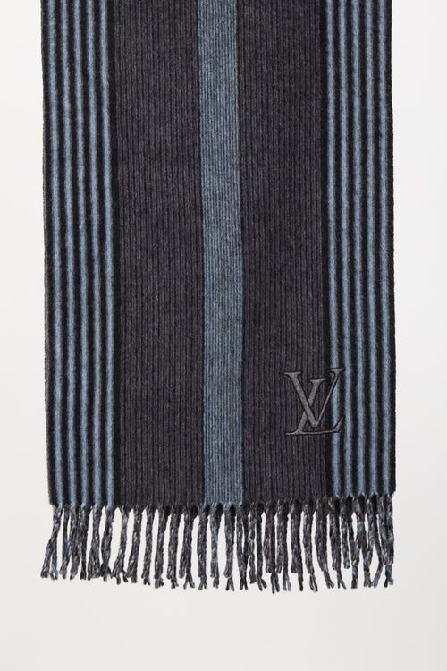 Louis Vuitton Cashmere Striped Monogram Scarf