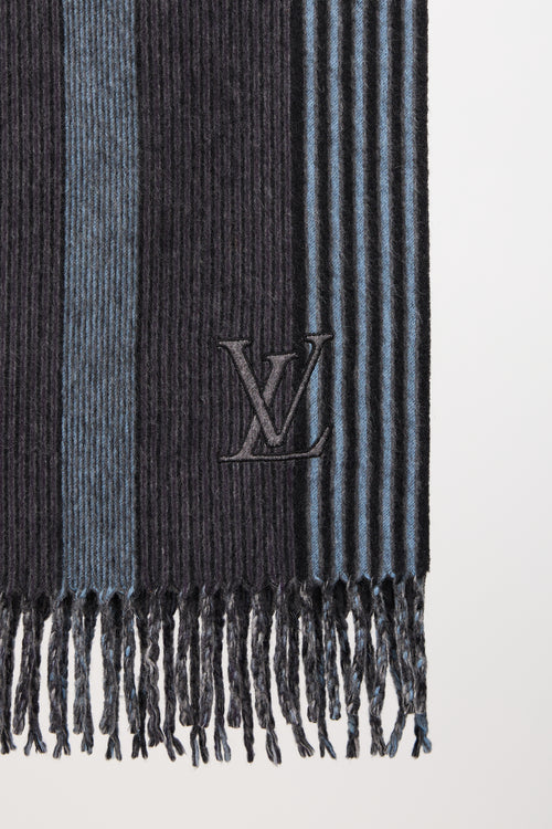 Louis Vuitton Cashmere Striped Monogram Scarf