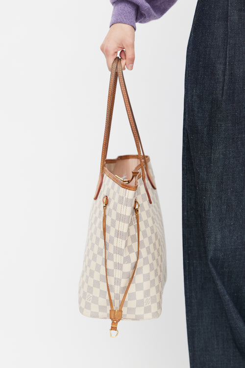 Louis Vuitton Cream Damier Azur Neverfull MM Shoulder Bag