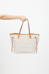 Louis Vuitton Cream Damier Azur Neverfull MM Shoulder Bag