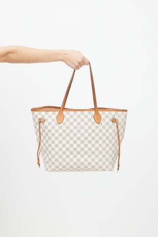 Louis Vuitton Cream Damier Azur Neverfull MM Shoulder Bag