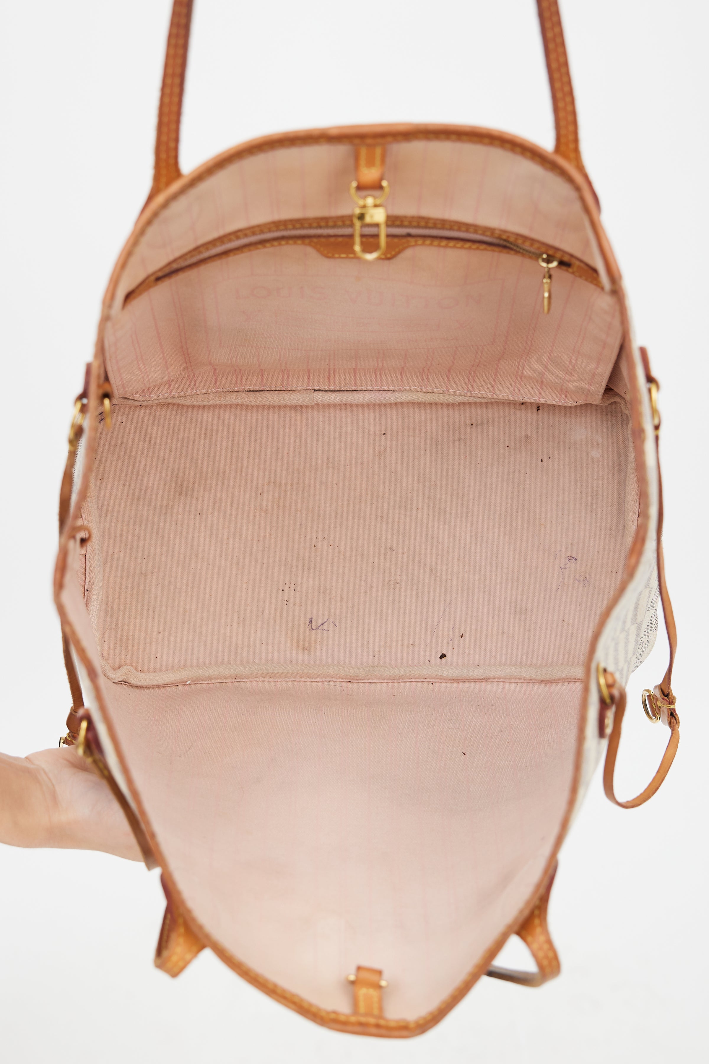 Louis Vuitton // Cream Damier Azur Neverfull MM Shoulder Bag – VSP