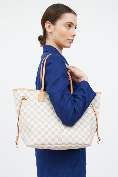 Louis Vuitton Cream Damier Azur Neverfull MM Tote