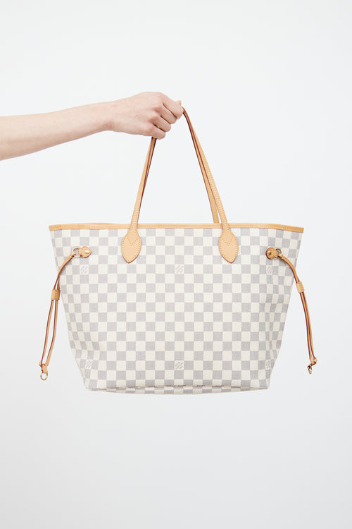 Louis Vuitton Cream Damier Azur Neverfull MM Tote