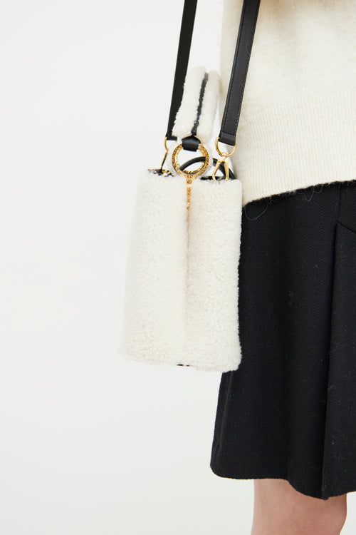 Louis Vuitton Black & Cream Teddy Fleece Capucines Bag
