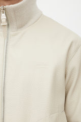 Louis Vuitton Cream & Silver Leather Bomber Jacket
