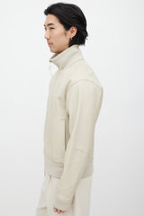 Louis Vuitton Cream & Silver Leather Bomber Jacket