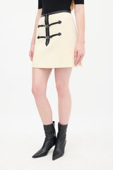 Louis Vuitton Cream & Black Wool Buckled Zip Skirt
