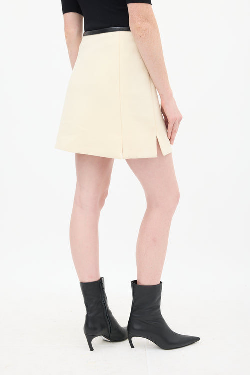 Louis Vuitton Cream & Black Wool Buckled Zip Skirt