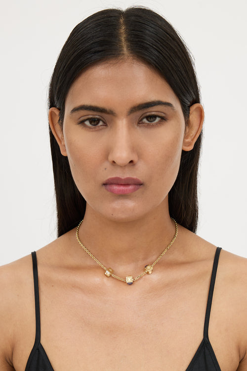 Louis Vuitton Gold Crystal Collier Gambling Necklace
