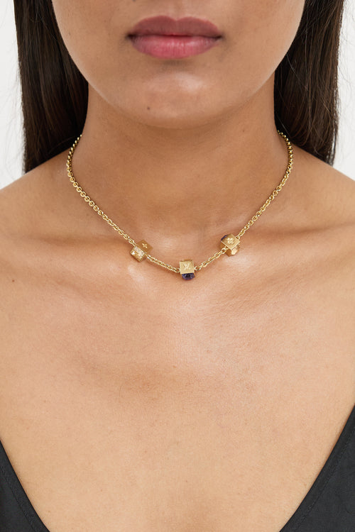 Louis Vuitton Gold Crystal Collier Gambling Necklace