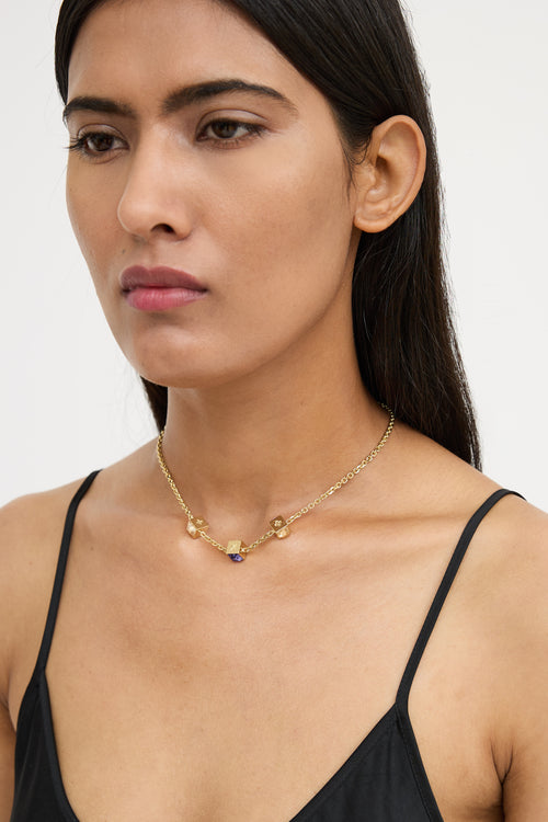 Louis Vuitton Gold Crystal Collier Gambling Necklace