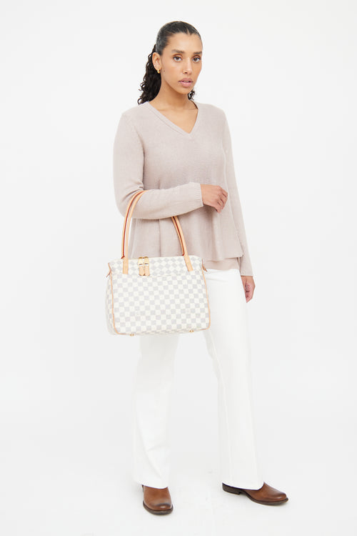 Louis Vuitton Cream & Navy PM Damier Azur Figheri Shoulder Bag