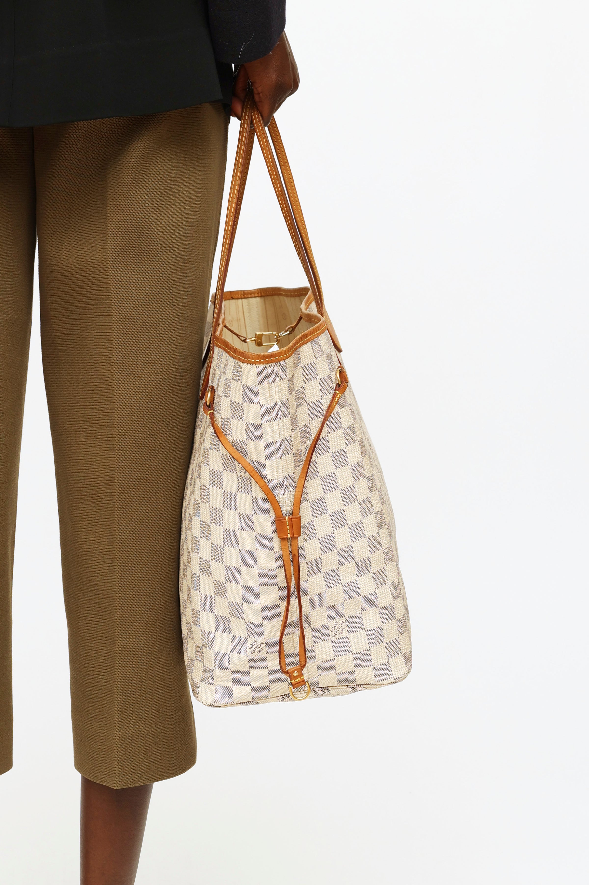 Louis Vuitton cream 2012 Damier Azure Neverfull MM tote bag Cloth  ref.985413 - Joli Closet
