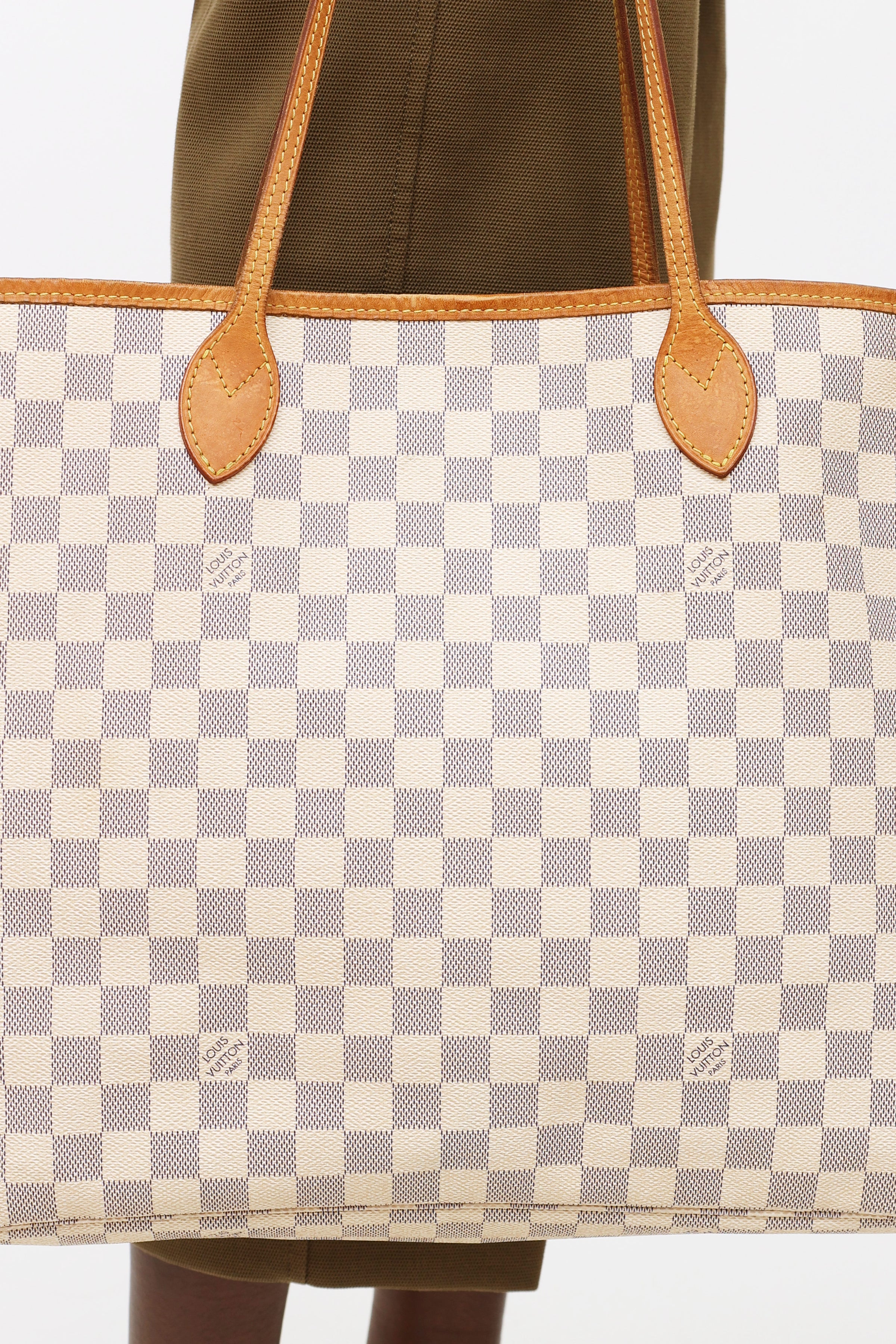 Louis Vuitton cream 2012 Damier Azure Neverfull MM tote bag Cloth