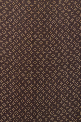 Louis Vuitton Dark Brown & Gold Silk Monogram Shine Scarf