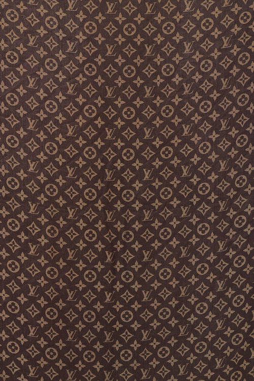 Louis Vuitton Dark Brown & Gold Silk Monogram Shine Scarf