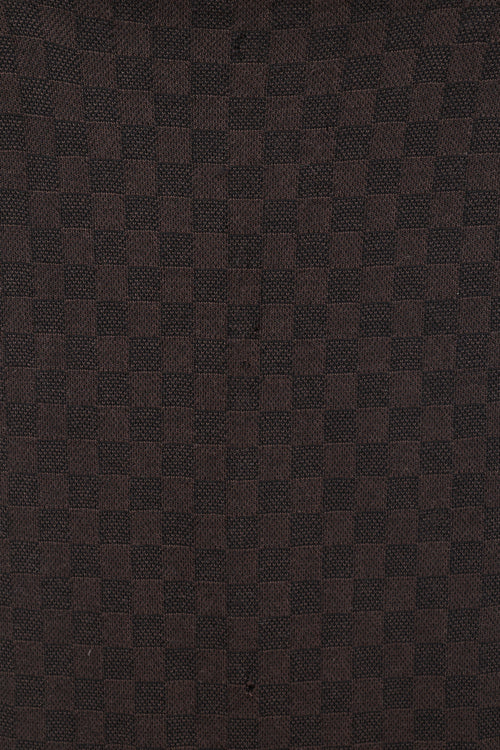 Louis Vuitton Dark Brown Wool Damier Logo Scarf