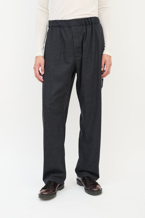 Louis Vuitton Dark Grey Wool Drawstring Pants