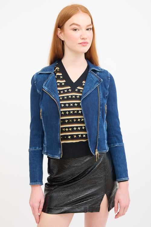 Louis Vuitton Dark Wash Denim Biker Jacket