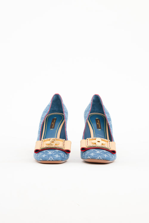Louis Vuitton Denim Monogram Fleur Pump