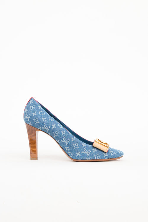Louis Vuitton Denim Monogram Fleur Pump