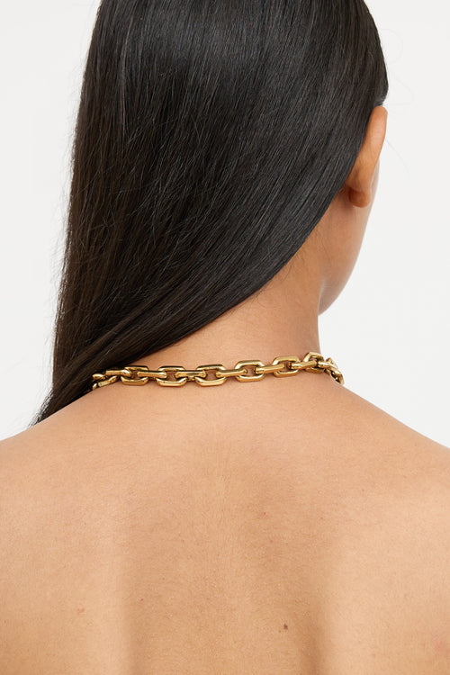 Louis Vuitton Gold Edge Cadenas Padlock Necklace