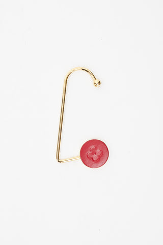 Louis Vuitton Gold & Red Leather Bag Hook