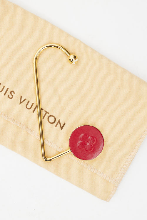Louis Vuitton Gold & Red Leather Bag Hook