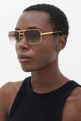 Louis Vuitton Gold & Brown Attitude Aviator Sunglasses
