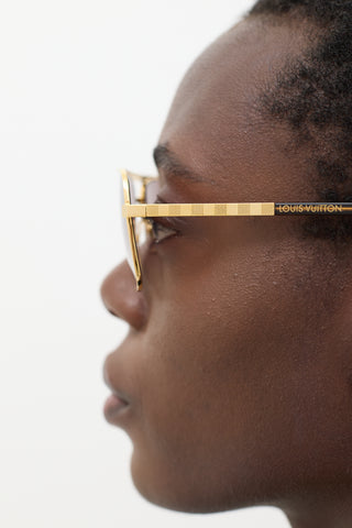 Louis Vuitton Gold & Brown Attitude Aviator Sunglasses