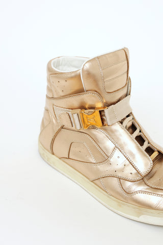 Louis Vuitton Gold Leather High Top Sneaker