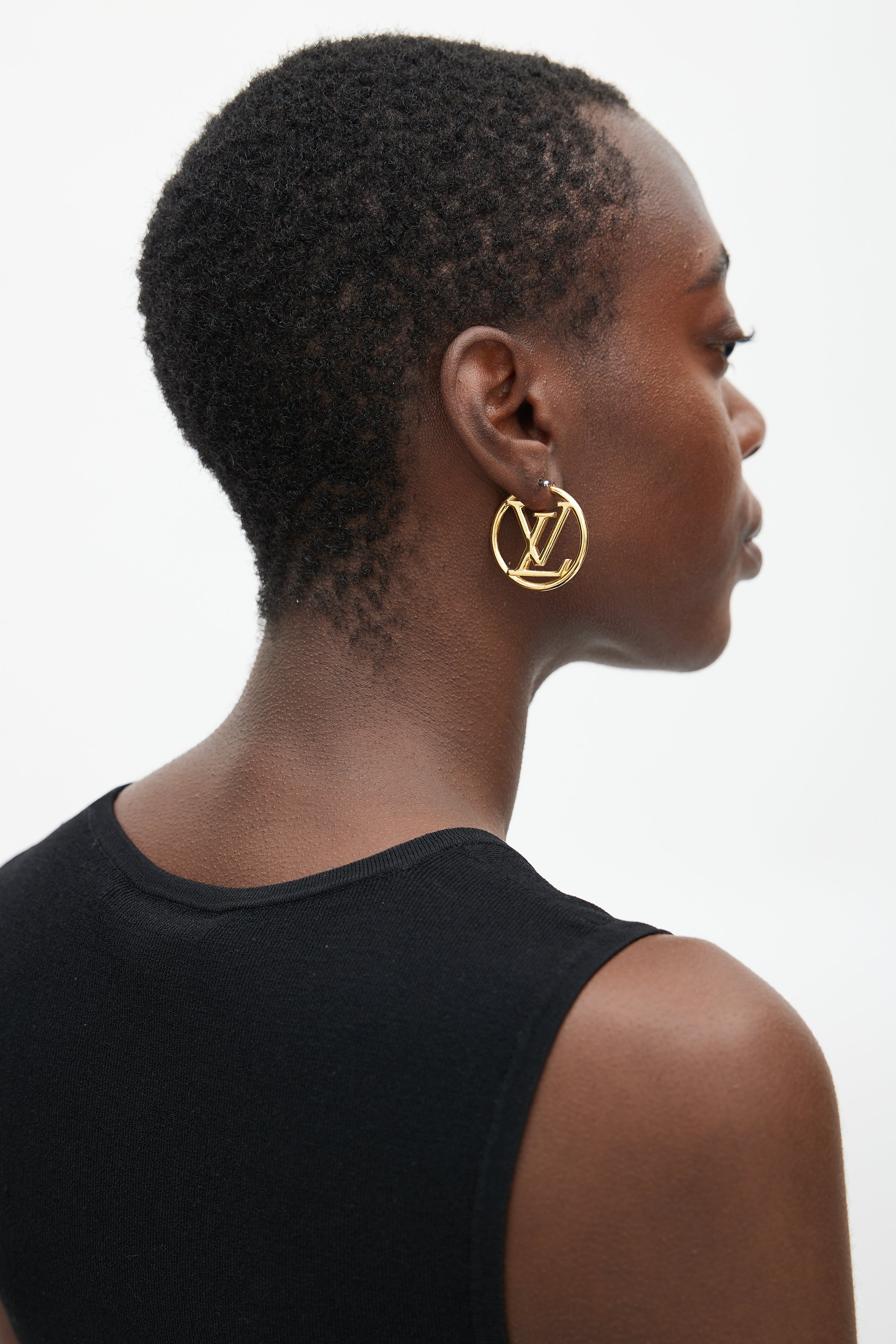 Louis Vuitton Louise Hoop Earrings Metal PM Gold 2346921