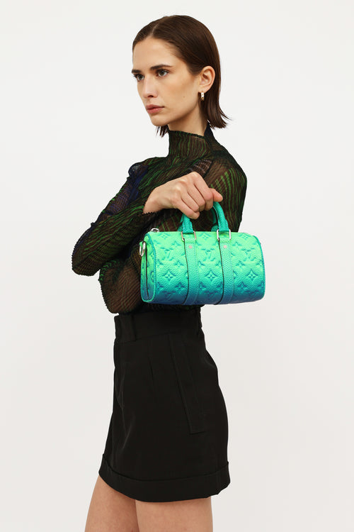 Louis Vuitton Green & Blue Taurillon Keepall Bag