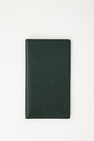 Louis Vuitton Green Leather Taiga Long Bifold Wallet