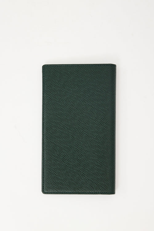 Louis Vuitton Green Leather Taiga Long Bifold Wallet