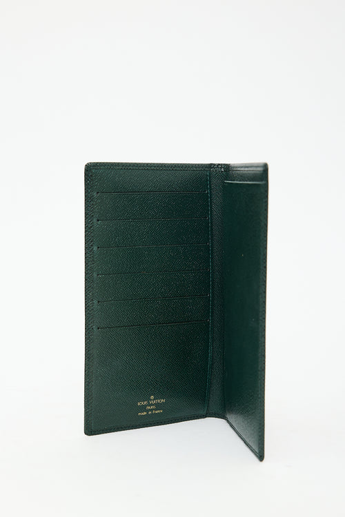 Louis Vuitton Green Leather Taiga Long Bifold Wallet