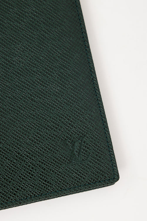 Louis Vuitton Green Leather Taiga Long Bifold Wallet