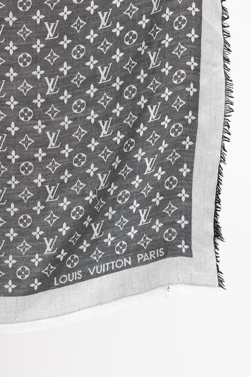 Louis Vuitton Black & Grey Monogram Chale Scarf