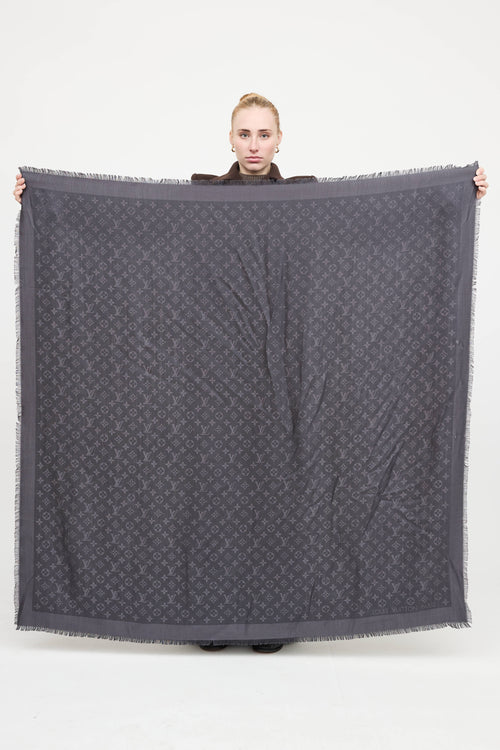 Louis Vuitton Silk Wool Monogram Shawl Scarf