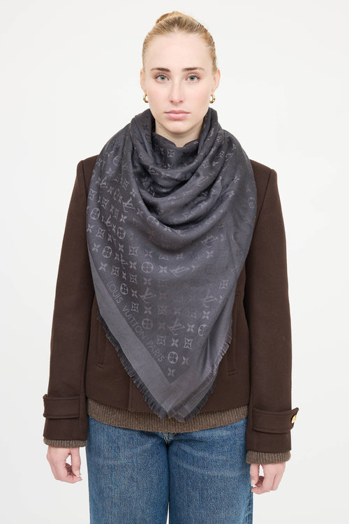 Louis Vuitton Silk & Wool Monogram Shawl Scarf