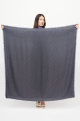 Louis Vuitton Grey Silk & Wool Monogram Shawl