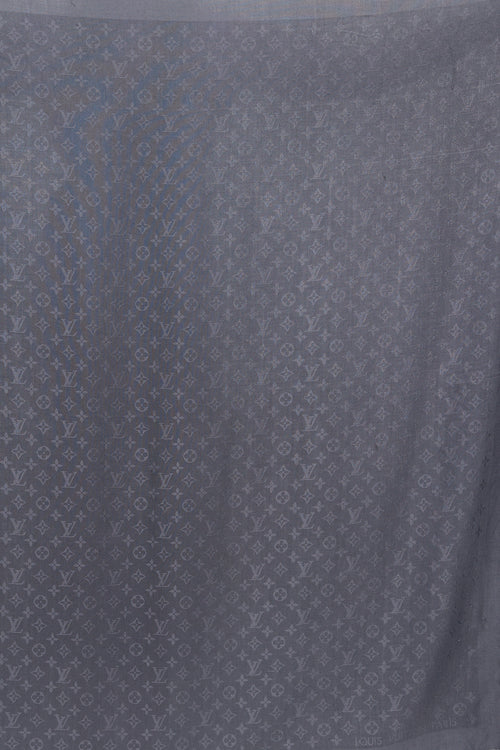Louis Vuitton Grey Silk & Wool Monogram Shawl